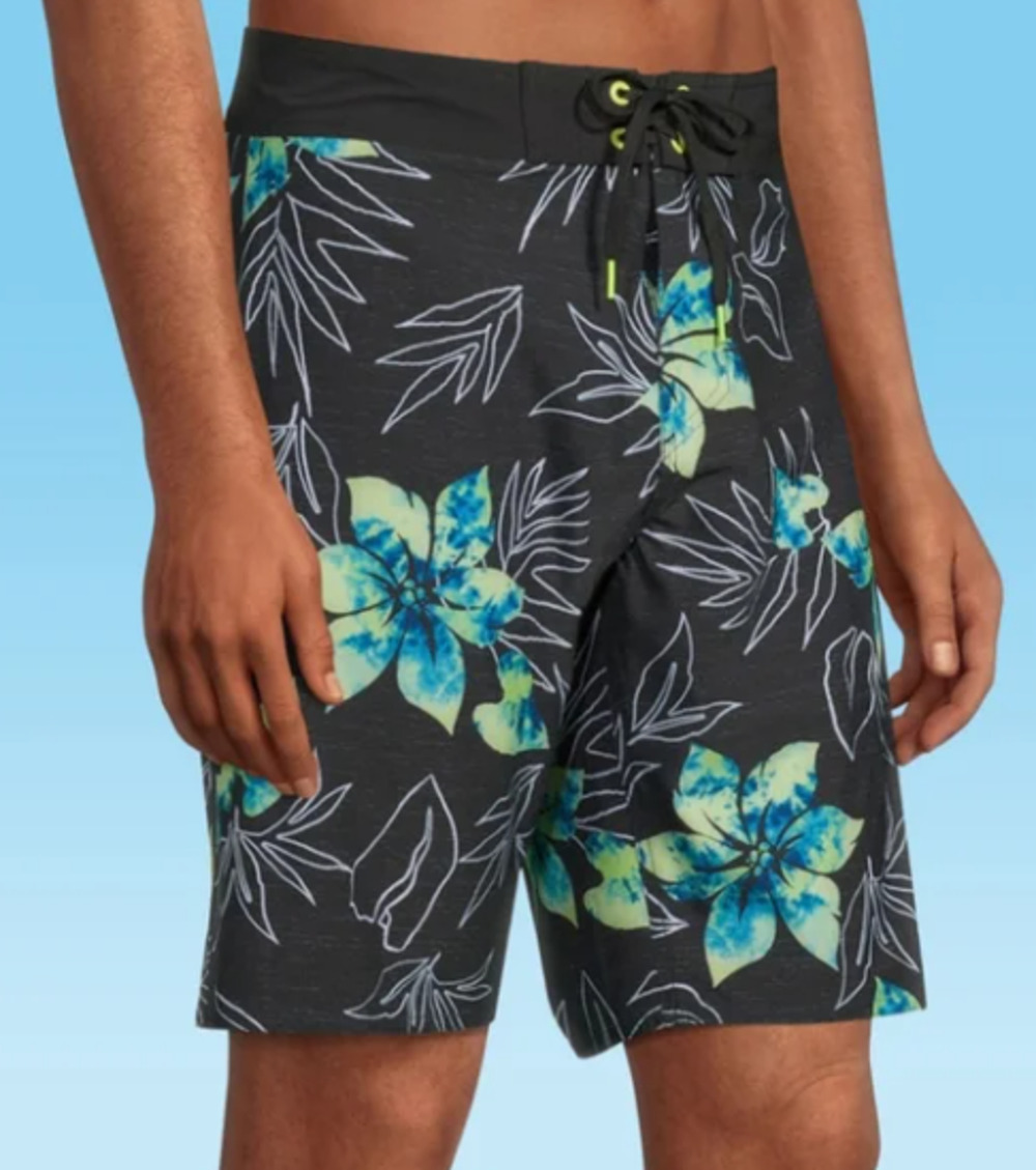 Ron Jon Surf Shop Men's Black/Floral Swim Board Shorts Size 38 NEW